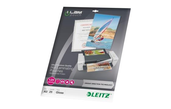 121852  74890000 Lamineringslomme LEITZ A3 UDT 125my (25) Ultra premium lamineringslommer